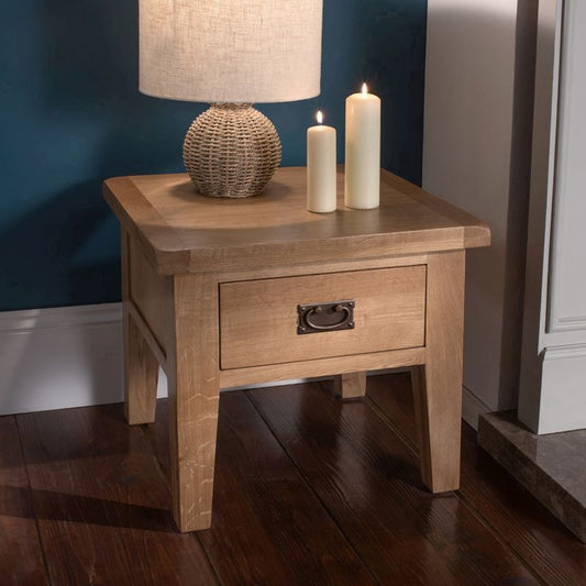 Norfolk Furniture Cotswold Oak Side Table Natural 1 Drawer