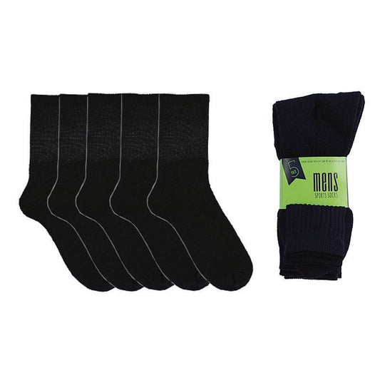 Modern Casuals 5 Pack Mens Black Sport Socks