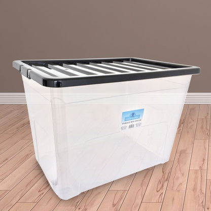 TML Plastic Storage Box 75 Litres Large - Clear & Black by TML