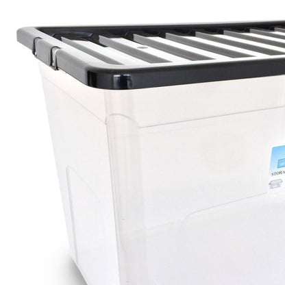 TML Plastic Storage Box 75 Litres Large - Clear & Black by TML