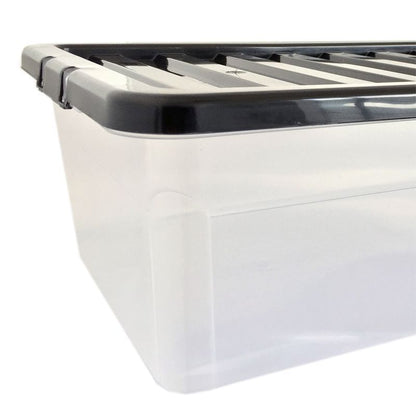 TML Plastic Storage Box 32 Litres - Clear & Black by TML