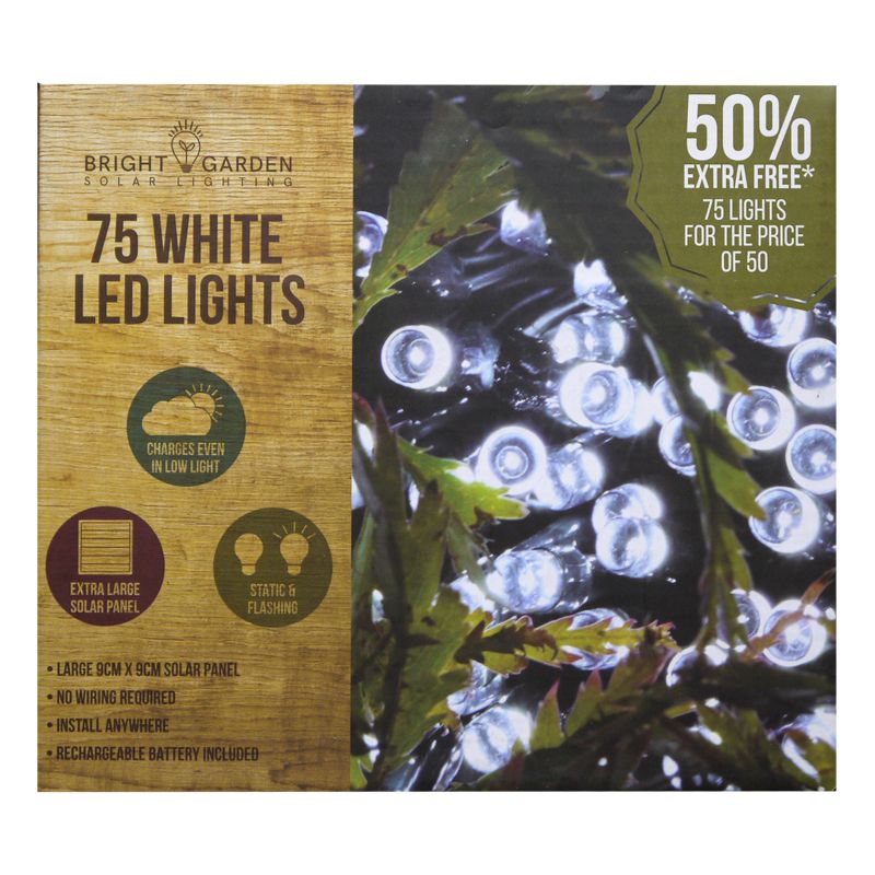 Bright Garden Solar Garden String Lights Decoration 75 White LED - 10.4m by Bright Garden