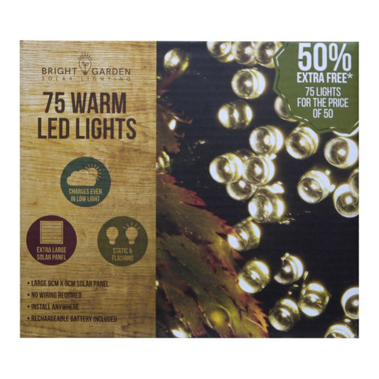 Bright Garden Solar Garden String Lights Decoration 75 Warm White LED - 10.4m by Bright Garden