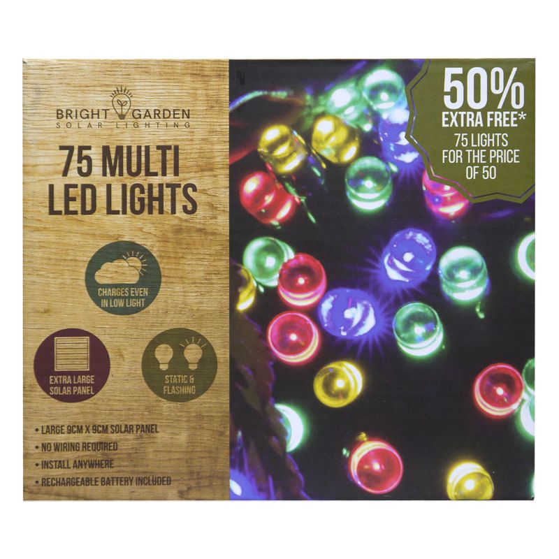 Bright Garden Solar Garden String Lights Decoration 75 Multicolour LED - 10.4m by Bright Garden