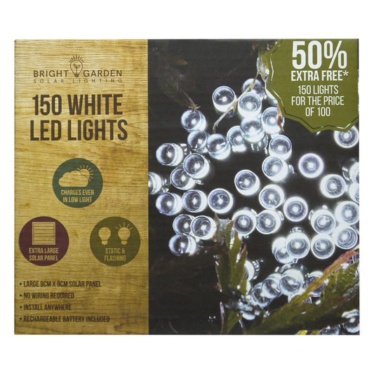 Bright Garden Solar Garden String Lights Decoration 150 White LED - 17.9m by Bright Garden