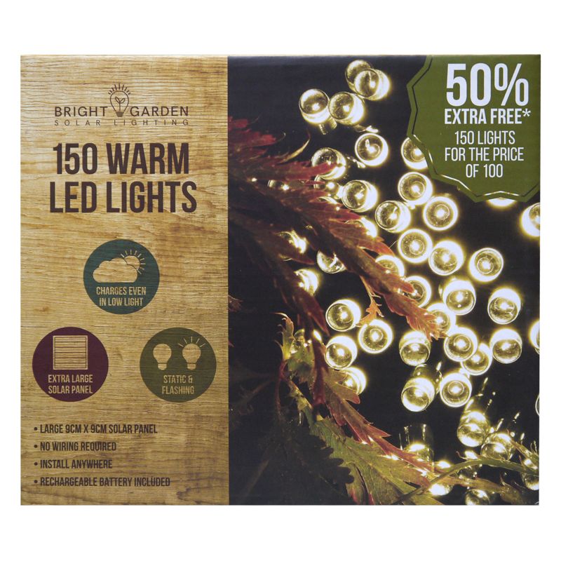 Bright Garden Solar Garden String Lights Decoration 150 Warm White LED - 17.9m by Bright Garden