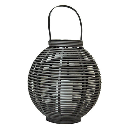 Grey Rattan Solar Garden Lantern Decoration Orange LED - 43cm by Bright Garden