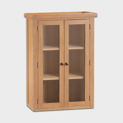 Norfolk Furniture Cotswold Oak Tall Display Cabinet Natural 2 Doors 3 Shelves 2 Drawers