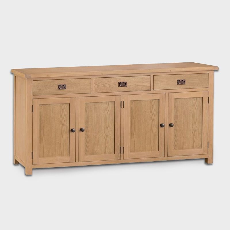 Norfolk Furniture Cotswold Oak Large Sideboard Natural 4 Doors 2 Shelves 3 Drawers