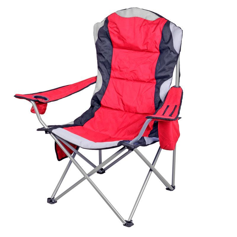 Milestone Luxury Padded Camping Chair with Drink Pocket - Red