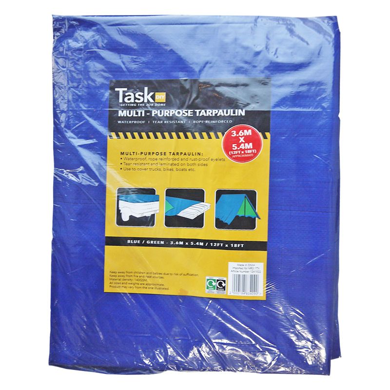 Task DIY Tarpaulin Green & Blue 12 x 18 Foot