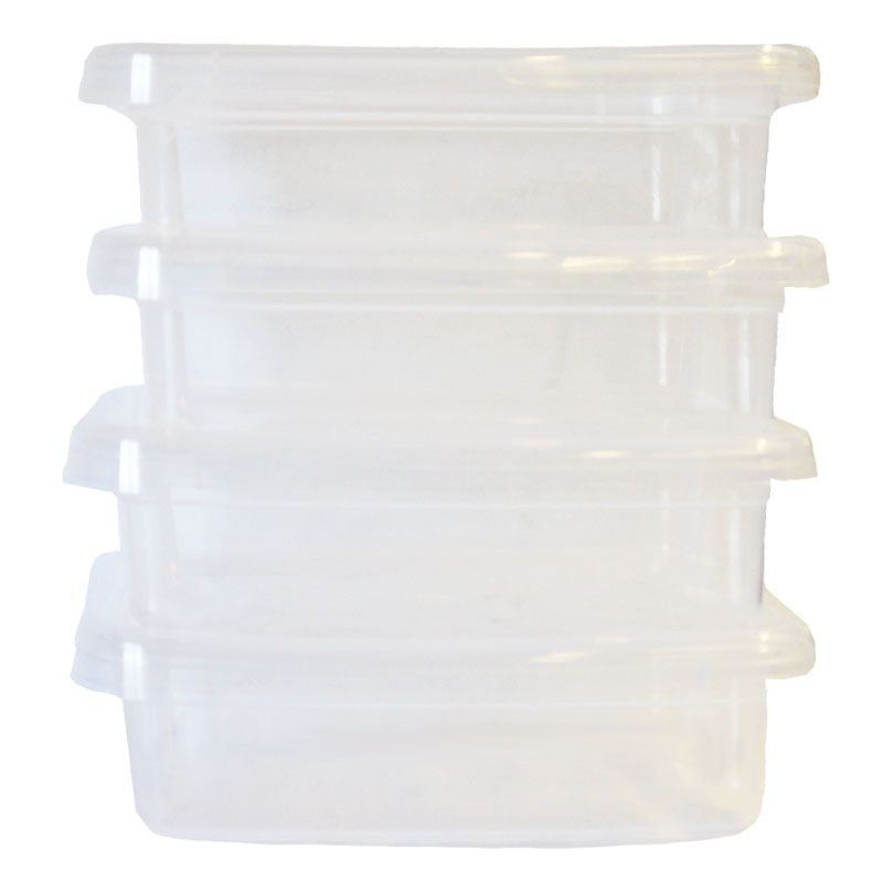 Beaufort 4 x Plastic Food Containers Rectangle 350ml - Clear by Beaufort