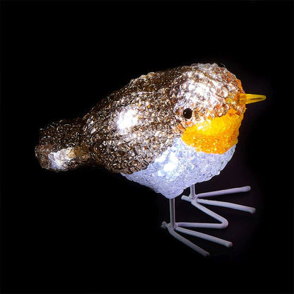 LED Ice White Outdoor Robin Decorative Light Set of Five Mains 8.5cm