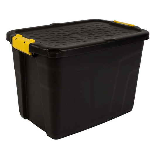 Strata Plastic Storage Box 60 Litres Large - Black Heavy Duty by Strata