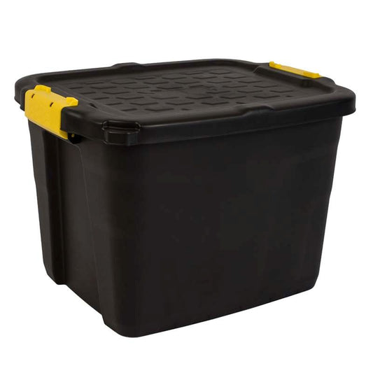 Strata Plastic Storage Box 42 Litres - Black Heavy Duty by Strata