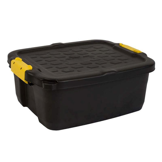 Strata Plastic Storage Box 24 Litres - Black Heavy Duty by Strata