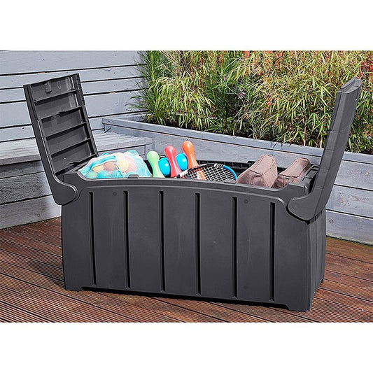 Croft Plastic Outdoor Storage Box 322 Litres Extra Large - Black Essentials by Croft