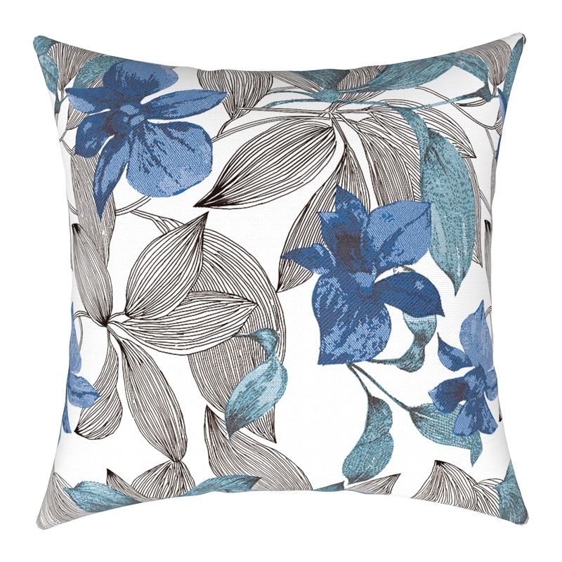 Croft Grey Leaf 43X43 Leaf/geo Cushion