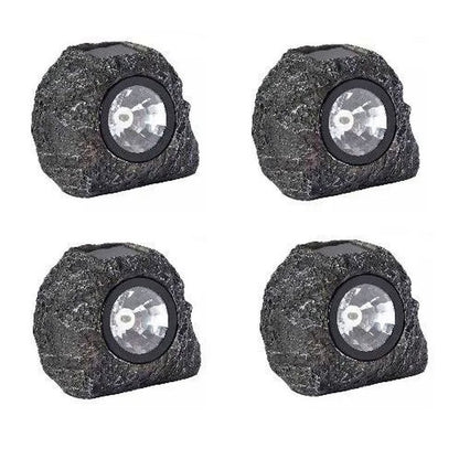 Smart Solar 4 Pack Rock Solar Garden Light Ornament Decoration White LED - 10cm by Smart Solar