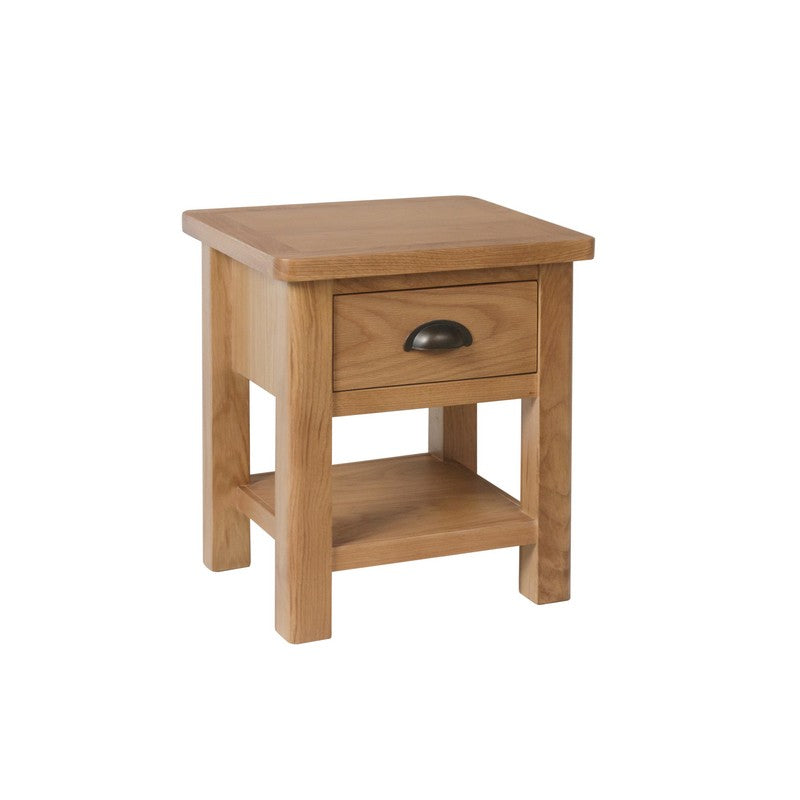 Norfolk Furniture Rutland Side Table Oak Natural 1 Shelf 1 Drawer