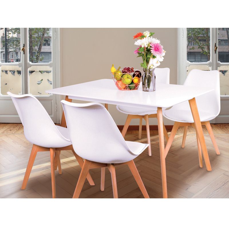 DIS Malmo Dining Set With Four Chairs Beech & White