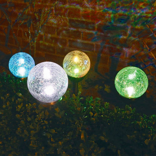 Bright Garden Bright Garden Solar Dual Function Crackle Ball Light - White