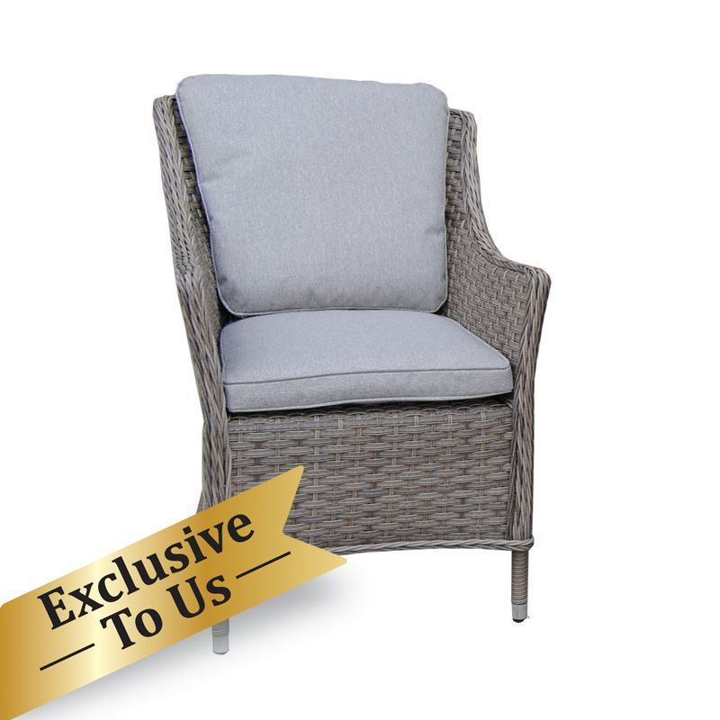 Croft Arles Full Round Weave Rattan Garden Dining Chair by Croft with Grey