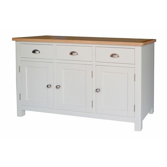 Norfolk Furniture Jasmine Large Sideboard Oak White 3 Doors 3 Drawers