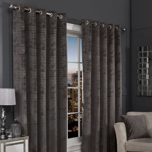 Hamilton Mcbride Hamilton McBride Charcoal Florence Blackout Eyelet Curtains (46" x 54")