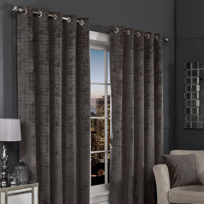 Hamilton Mcbride Hamilton McBride Charcoal Florence Blackout Eyelet Curtains (90" x 90")