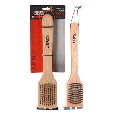 Koopman Wooden BBQ Brush With Scraper