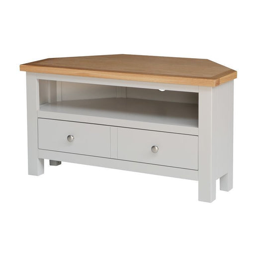 Norfolk Furniture Lucerne TV Unit Oak Light Grey 1 Shelf 1 Drawer