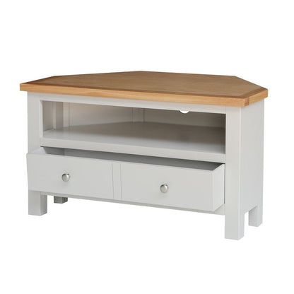 Norfolk Furniture Lucerne TV Unit Oak Light Grey 1 Shelf 1 Drawer