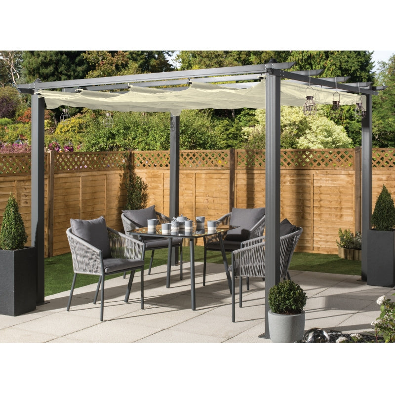 Premium Garden Gazebo 3x3m by Croft with a Charcoal Canopy + FREE Gazebo Cover Cream