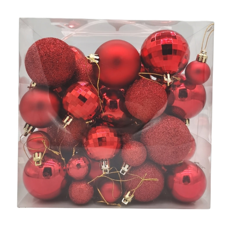 50 x Christmas Tree Baubles Decoration Red - Various Sizes by Christmas Inspiration