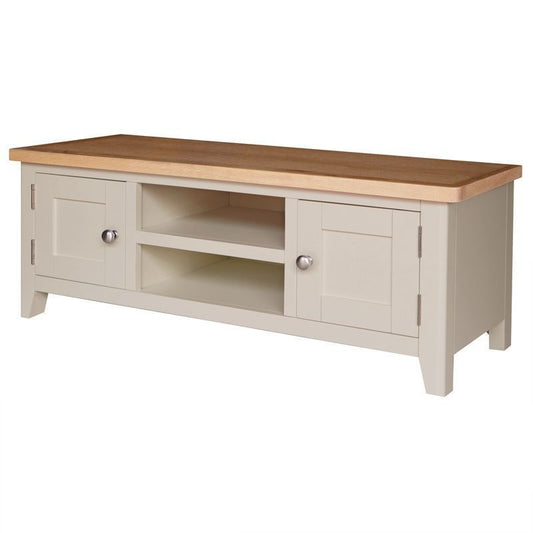 Norfolk Furniture Aurora Mist TV Unit Oak Light Grey 2 Shelves 2 Doors