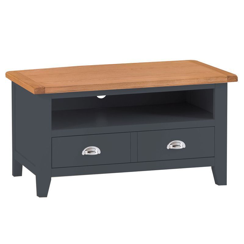 Norfolk Furniture Aurora Midnight TV Unit Oak 1 Shelf 1 Drawer