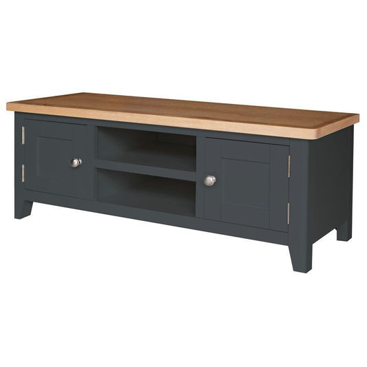 Norfolk Furniture Aurora Midnight Large TV Unit Oak 2 Doors 2 Shelves