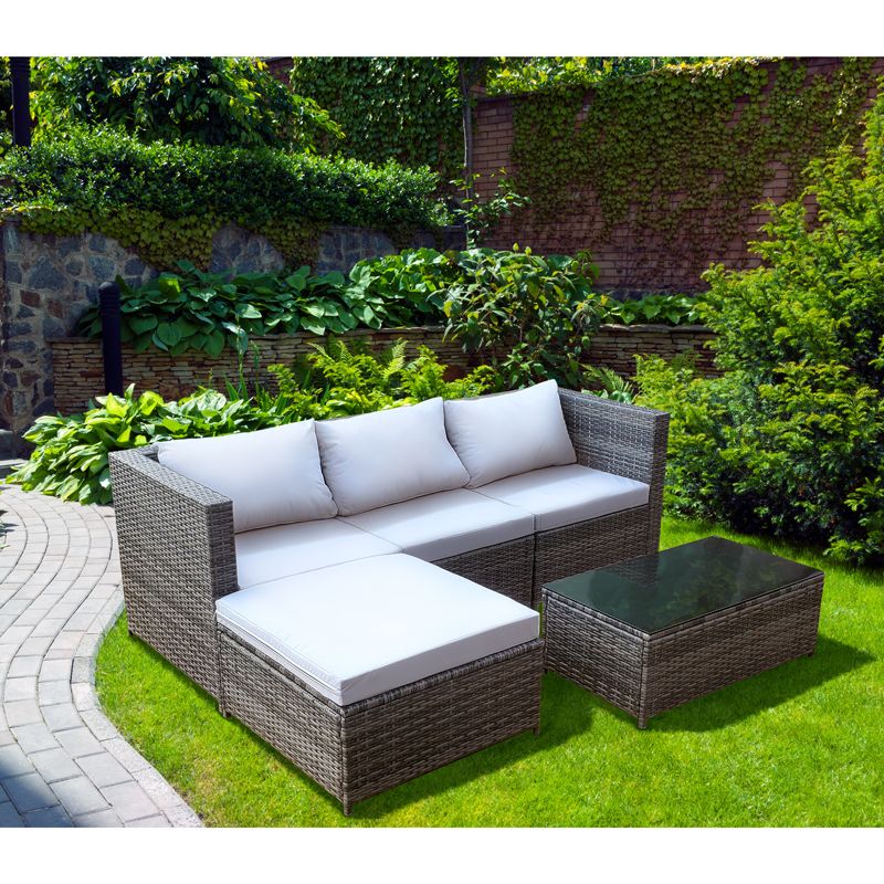 Croft Avignon Garden Sofa Set by Croft - 3 Seats Flat Weave Rattan White