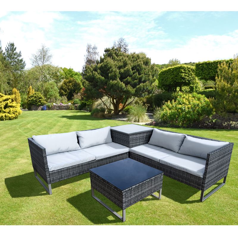 Croft Avignon Garden Sofa Set by Croft - 4 Seats Flat Weave Rattan White