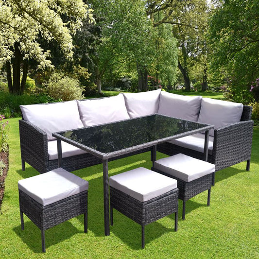 Croft Avignon Garden Corner Sofa by Croft - 8 Seats Flat Weave Rattan White