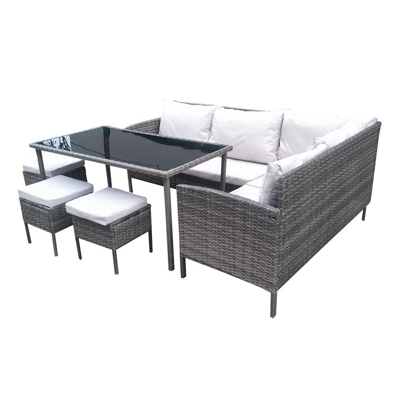 Croft Avignon Garden Corner Sofa by Croft - 8 Seats Flat Weave Rattan White