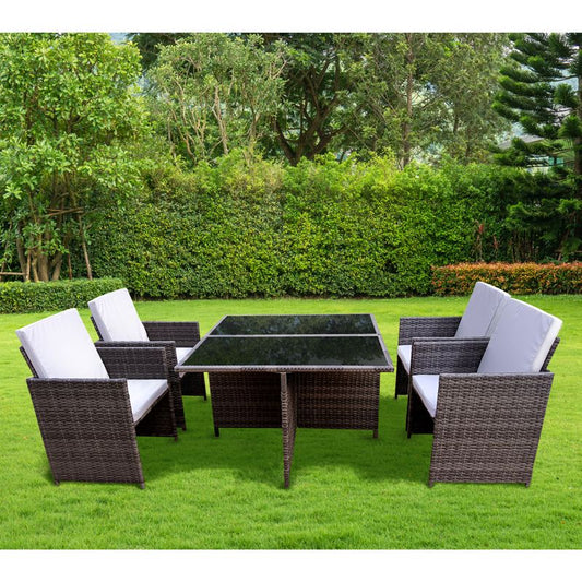 Croft Avignon Garden Patio Dining Set by Croft - 4 Seats Flat Weave Rattan White