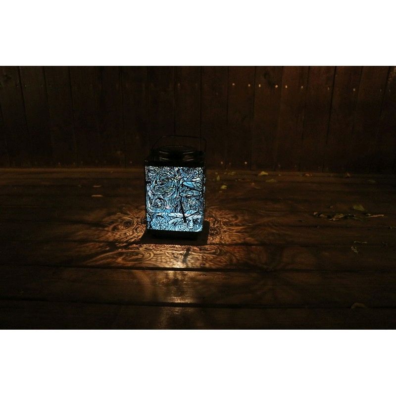 Bright Garden Leaf Solar Garden Lantern Decoration Blue LED - 15cm by Bright Garden