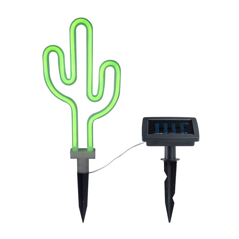 Bright Garden Cactus Solar Garden Stake Light Decoration Green LED - 40cm Neon by Bright Garden