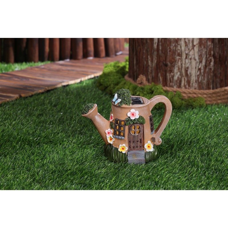 Bright Garden Teapot Solar Garden Light Ornament Decoration Warm White LED - 22cm Woodland Wonder by Bright Garden