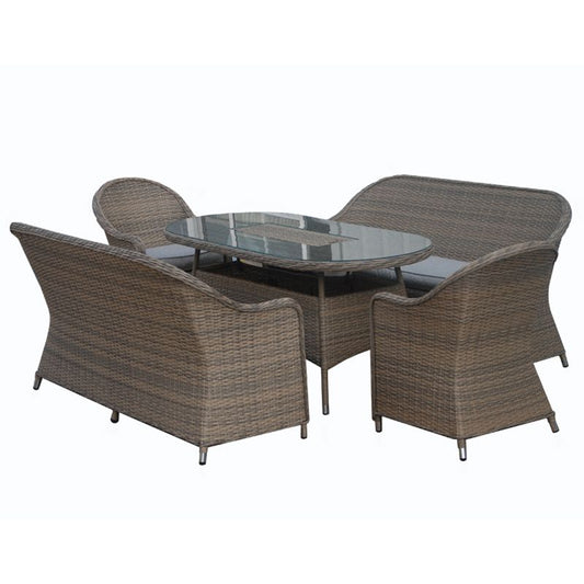 Croft Arles Garden Patio Dining Set by Croft - 6 Seats Aluminium Full Round Weave Rattan Grey