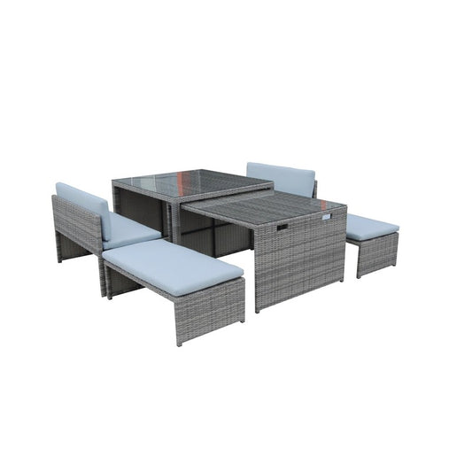 Croft Arles Garden Patio Dining Set by Croft - 8 Seats Aluminium Full Round Weave Rattan Grey