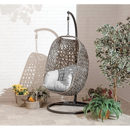 Croft Brampton Flat Weave Rattan Garden Cocoon Chair by Croft with Grey