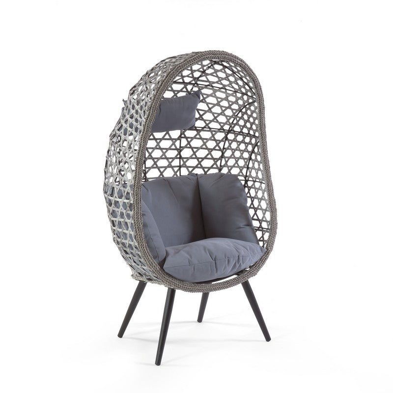 Croft Naples Flat Weave Rattan Garden Cocoon Chair by Croft with Grey